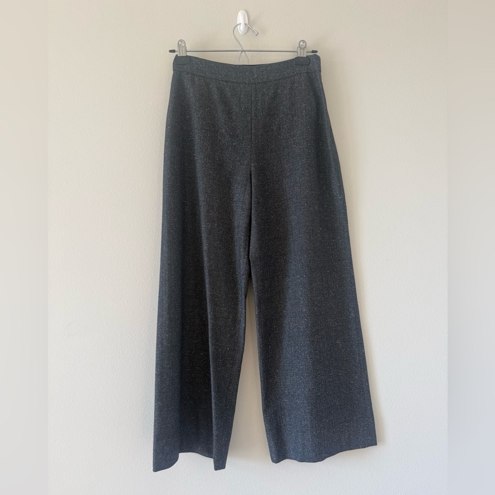 Rebecca Taylor Gray Wide-Leg Cropped Ankle Pants Workwear Chic Sz 0